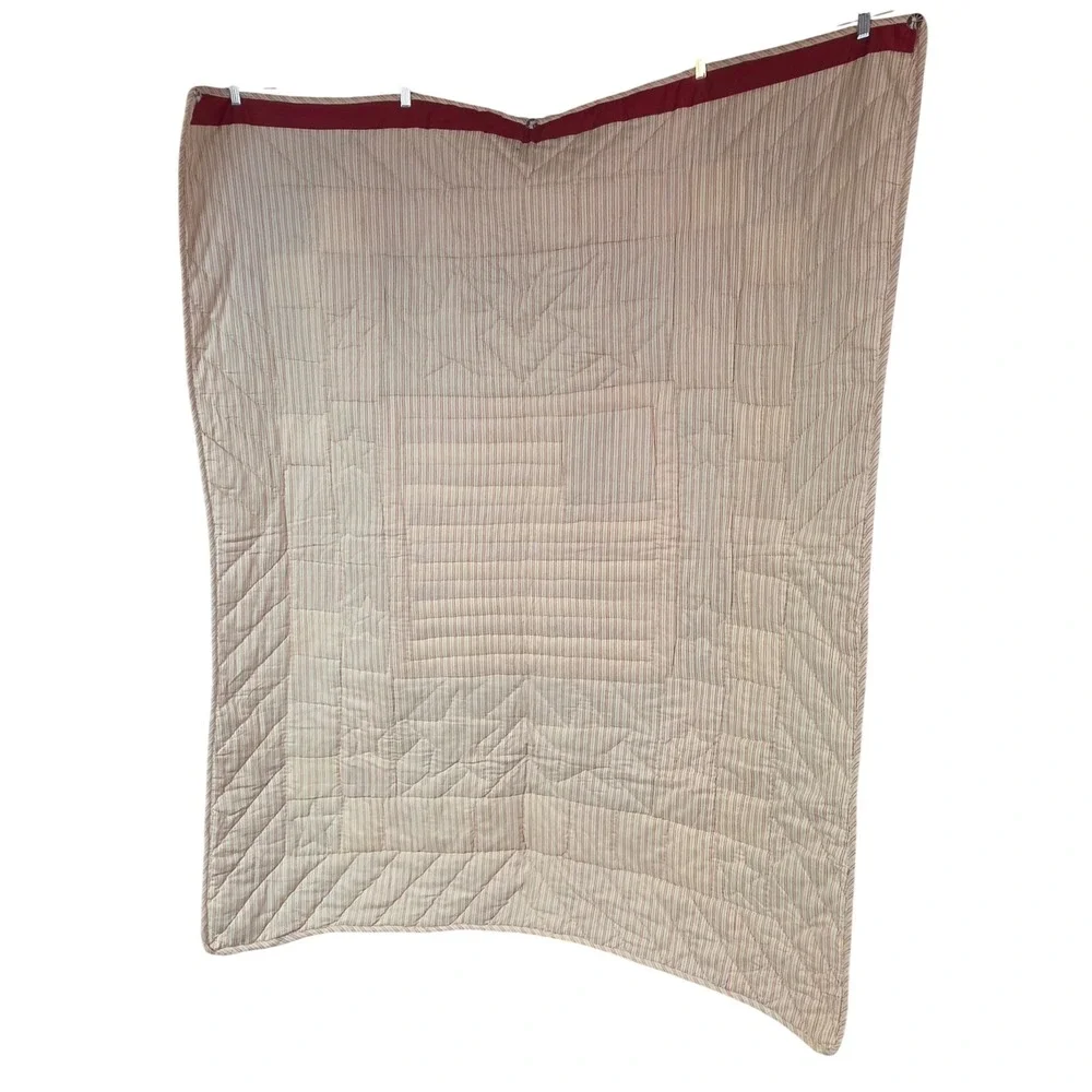 Americana Patriotic Stars and Stripes Quilted Wall Hanging Navy Red Cream 59x45